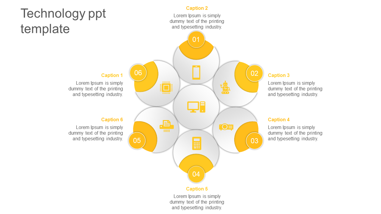 Effective Technology PPT Template With Six Nodes Slide