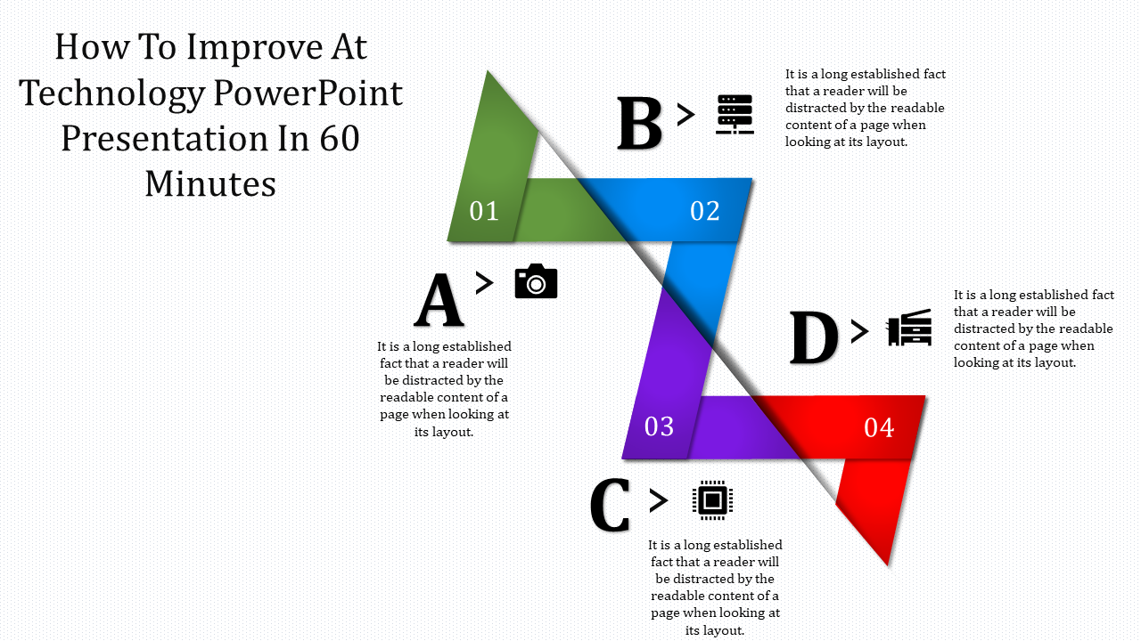 Technology PowerPoint Presentation with Four Nodes