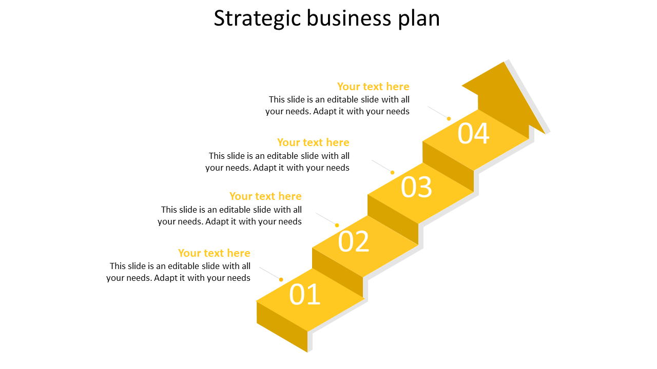 Yellow staircase design with four steps, each labeled with a number and space for text.