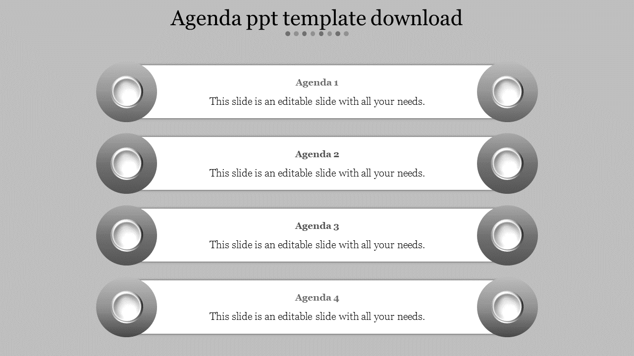 Effective Agenda PPT Template Download With Four Nodes