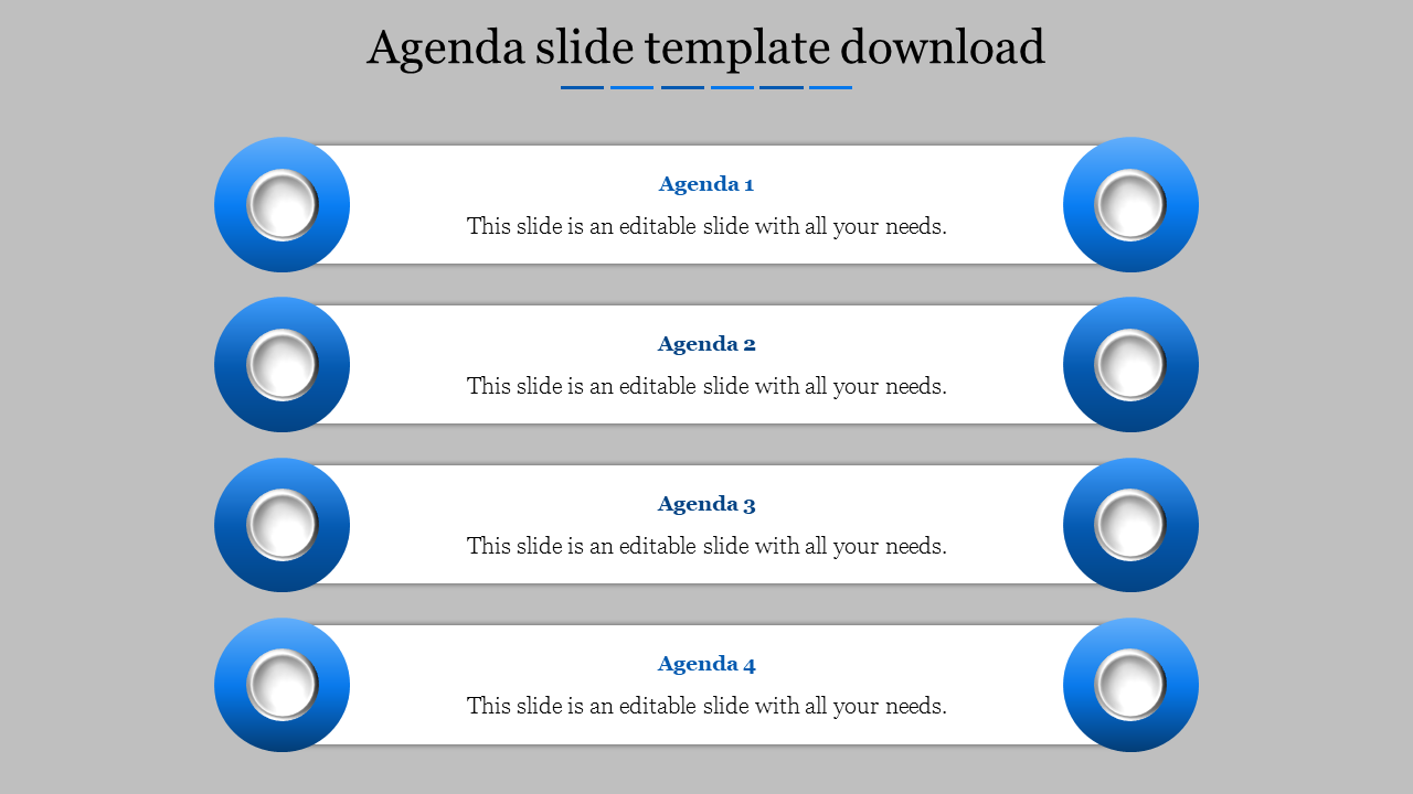 Our Predesigned Editable Agenda Slide Template Download