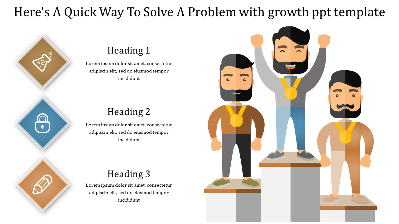 Editable Growth PPT Template Design With Three Node