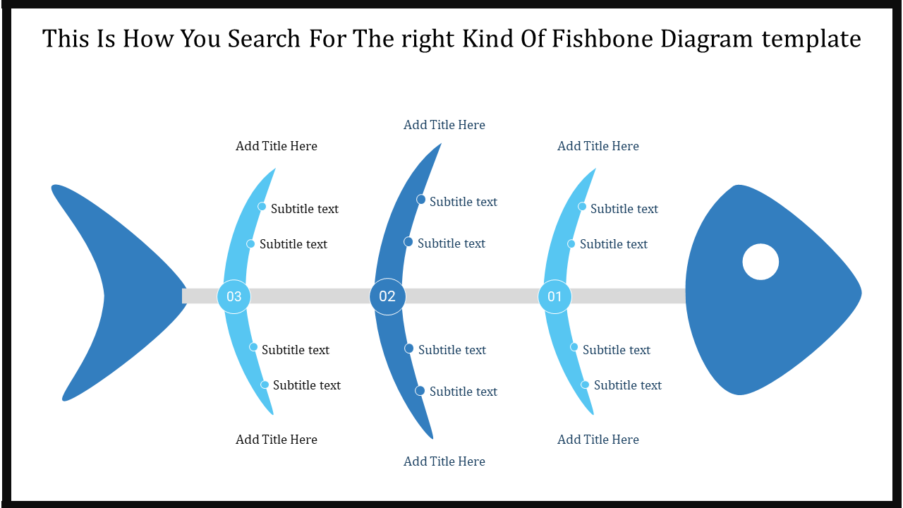 Blue Fishbone Diagram Template Powerpoint Three Stages SlideEgg