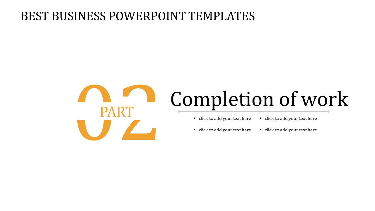 Slide with large golden number 02, bold black text on the right, and placeholder bullet points below.