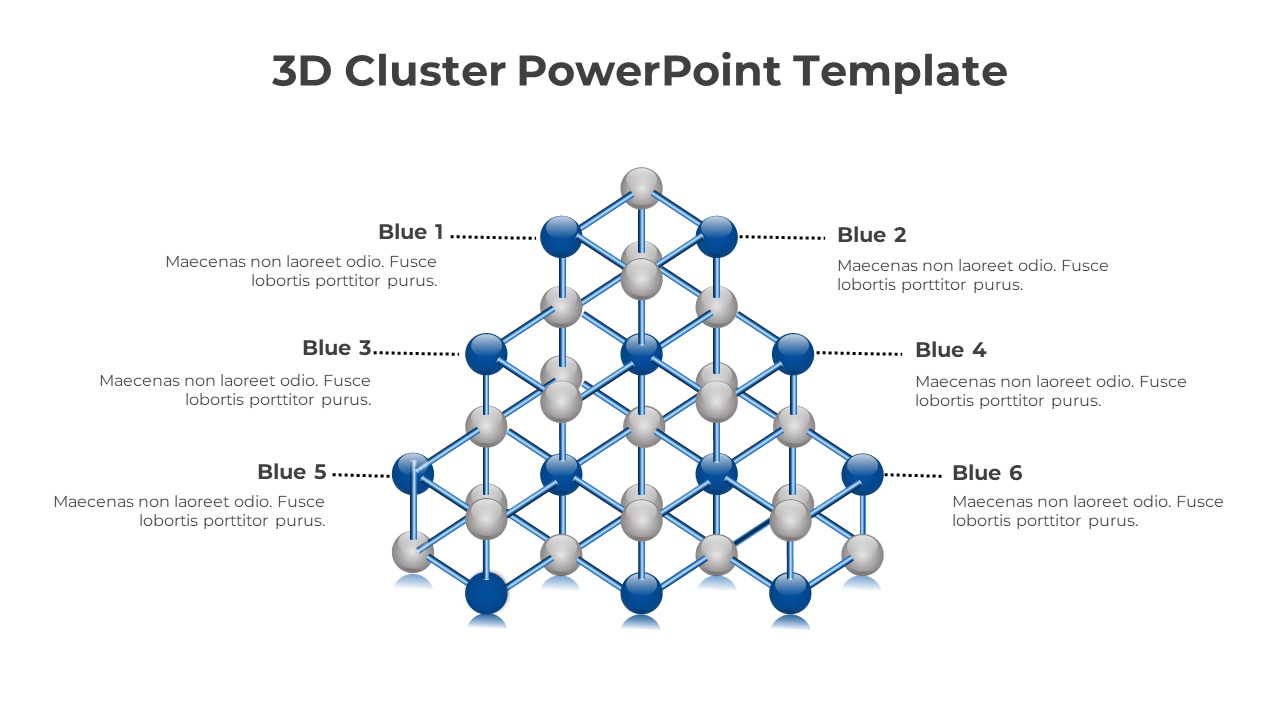 3D pyramid with interconnected blue and gray nodes in a triangular layout, labeled 1 to 6, with descriptions.