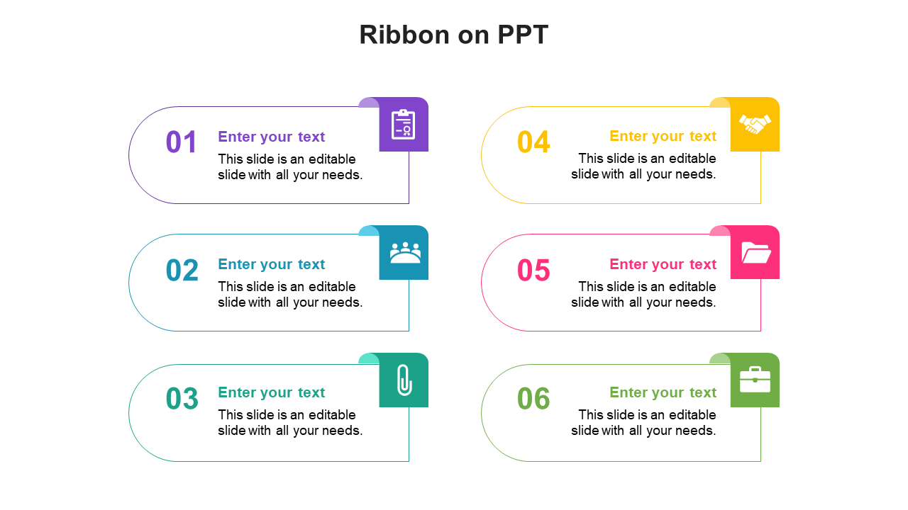 Superb radiant Ribbon On PPT for Presentation Slides