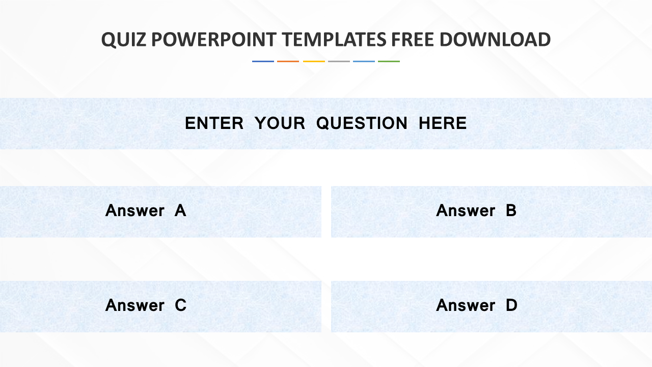 PowerPoint templates quiz là công cụ hữu ích giúp bạn thực hiện các cuộc thử nghiệm và bài kiểm tra bằng cách sử dụng các mẫu PowerPoint được thiết kế tinh tế. Với những trình trình diễn sinh động và đầy tinh thần thách thức, bạn chắc chắn sẽ tạo được ấn tượng mạnh với khán giả của mình.