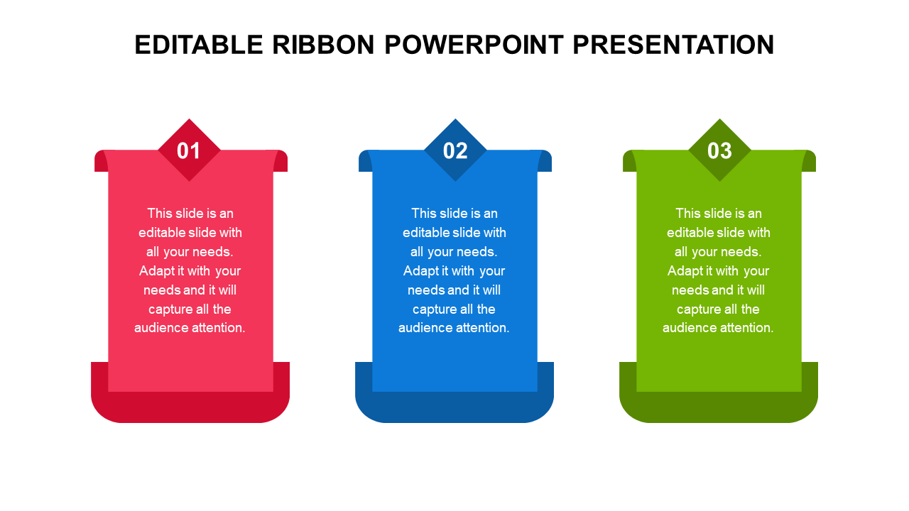 ELEGANT EDITABLE RIBBON POWERPOINT PRESENTATION DIAGRAM