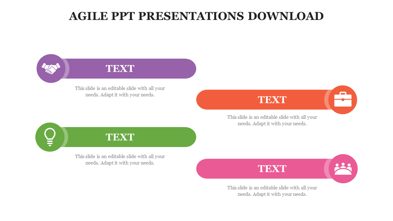 Vibrant Agile slide showcasing four distinct placeholders, enhancing visual appeal and information clarity.