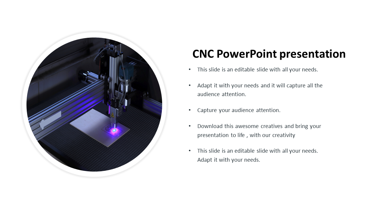 Diagram showing a CNC machine using a laser to cut or engrave, alongside a placeholder text area labeled.