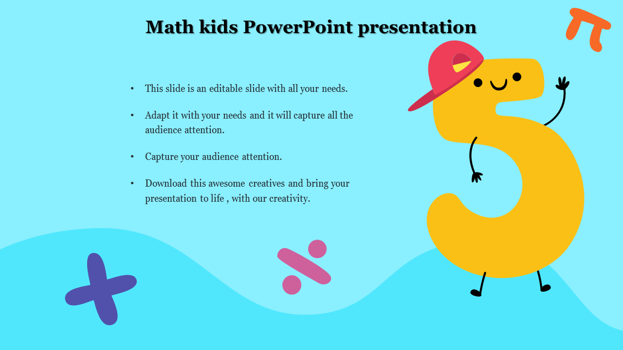 Hãy giúp các em học sinh tiểu học thích thú hơn với môn toán học thông qua Math Kids PowerPoint Presentation. Cùng nhau khám phá những bảng tính toán trực quan và học hỏi một cách sáng tạo và đầy ý nghĩa.