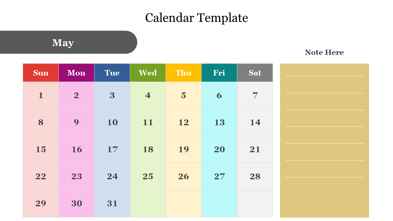 Editable 2019 Calendar Google Slides and PowerPoint Template