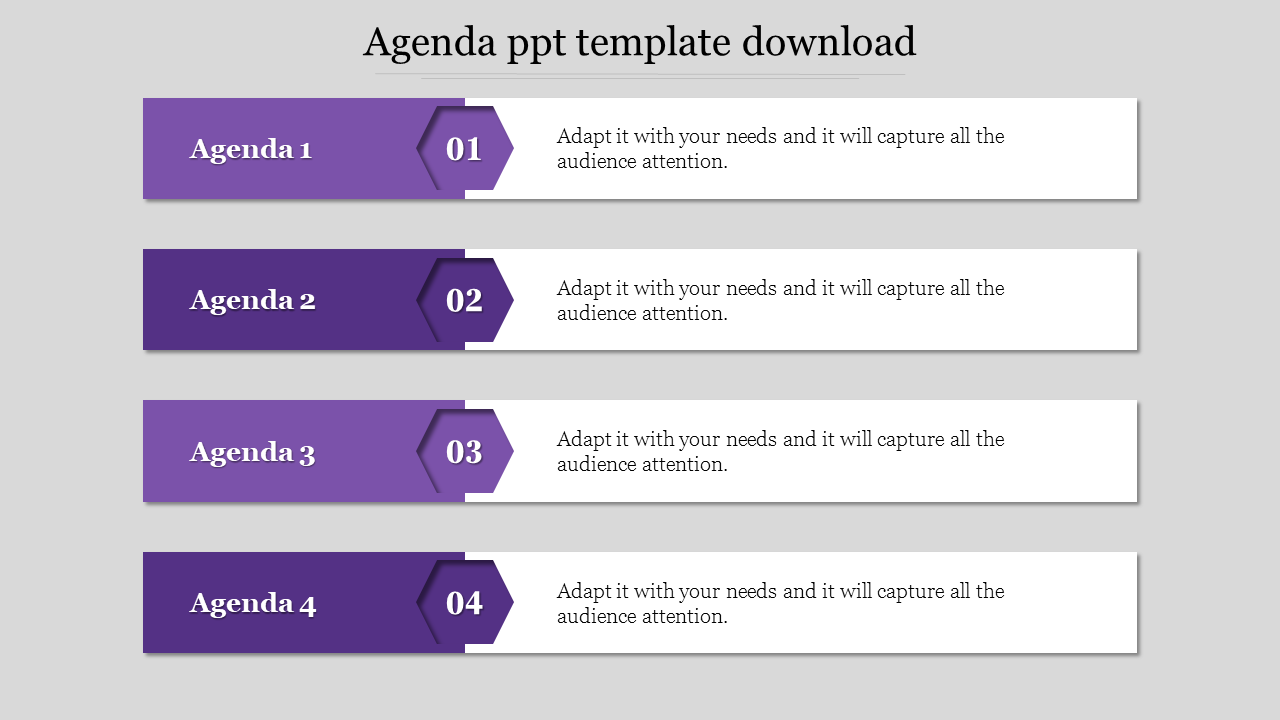 Get Our Predesigned Agenda PPT Template Download Slides