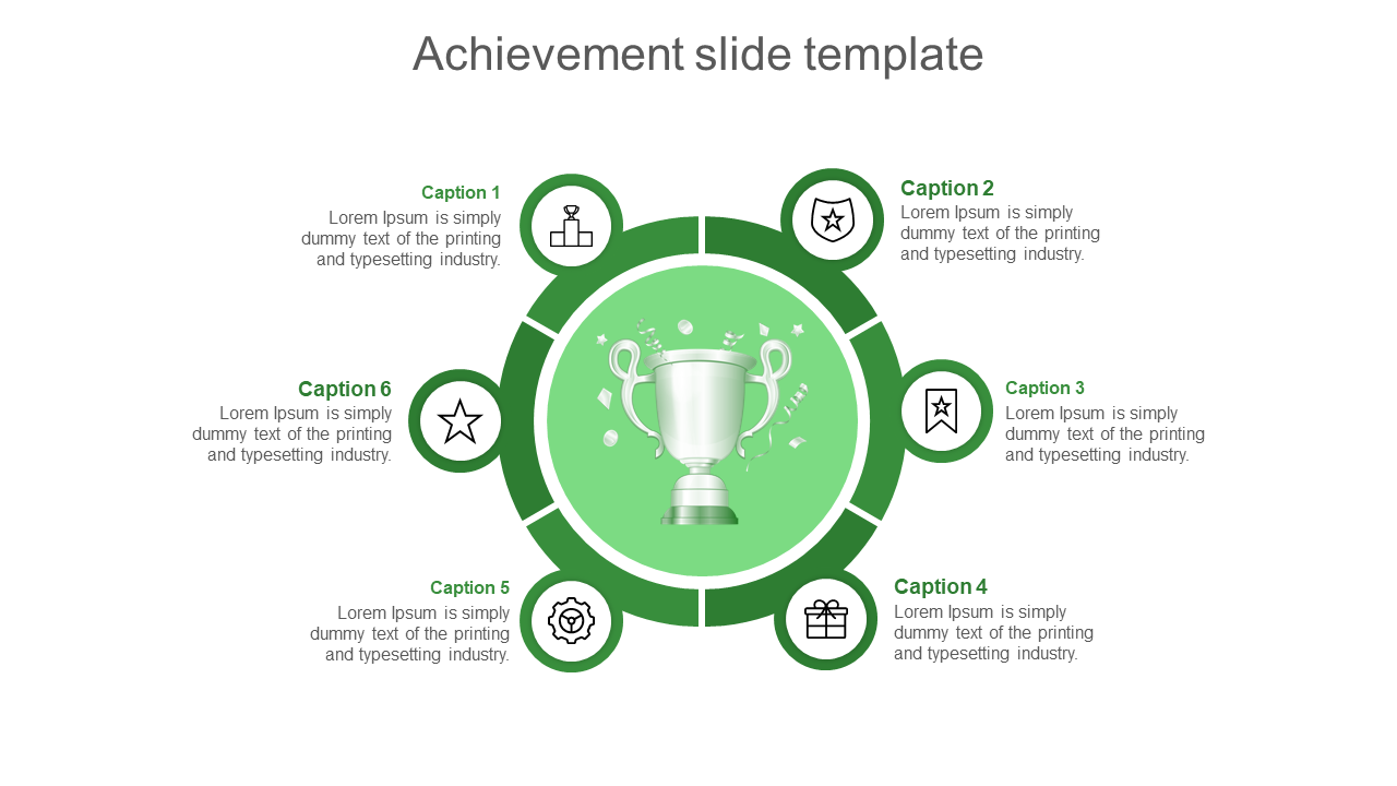 Elegant Achievement Slide Template In Green Color Slide