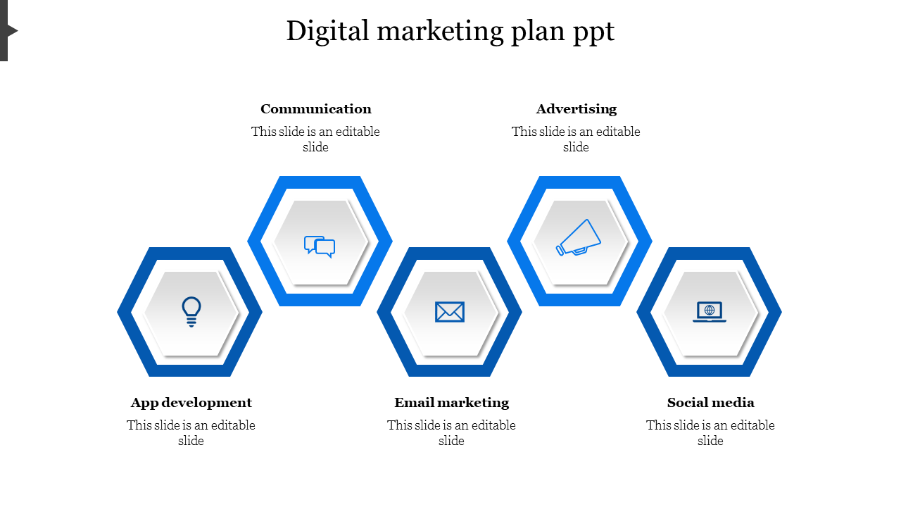 Effective Digital Marketing Plan PPT In Hexagon Model