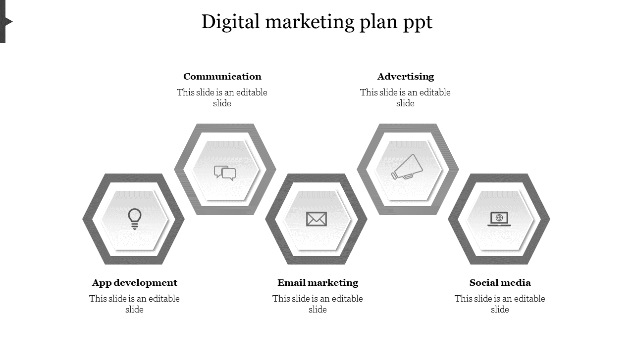 Best Digital Marketing Plan PPT In Grey Color Slide