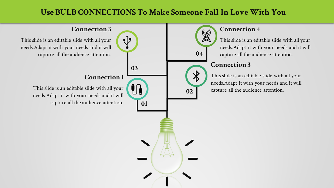 Communication PowerPoint template and Google Slides With Bulb Design