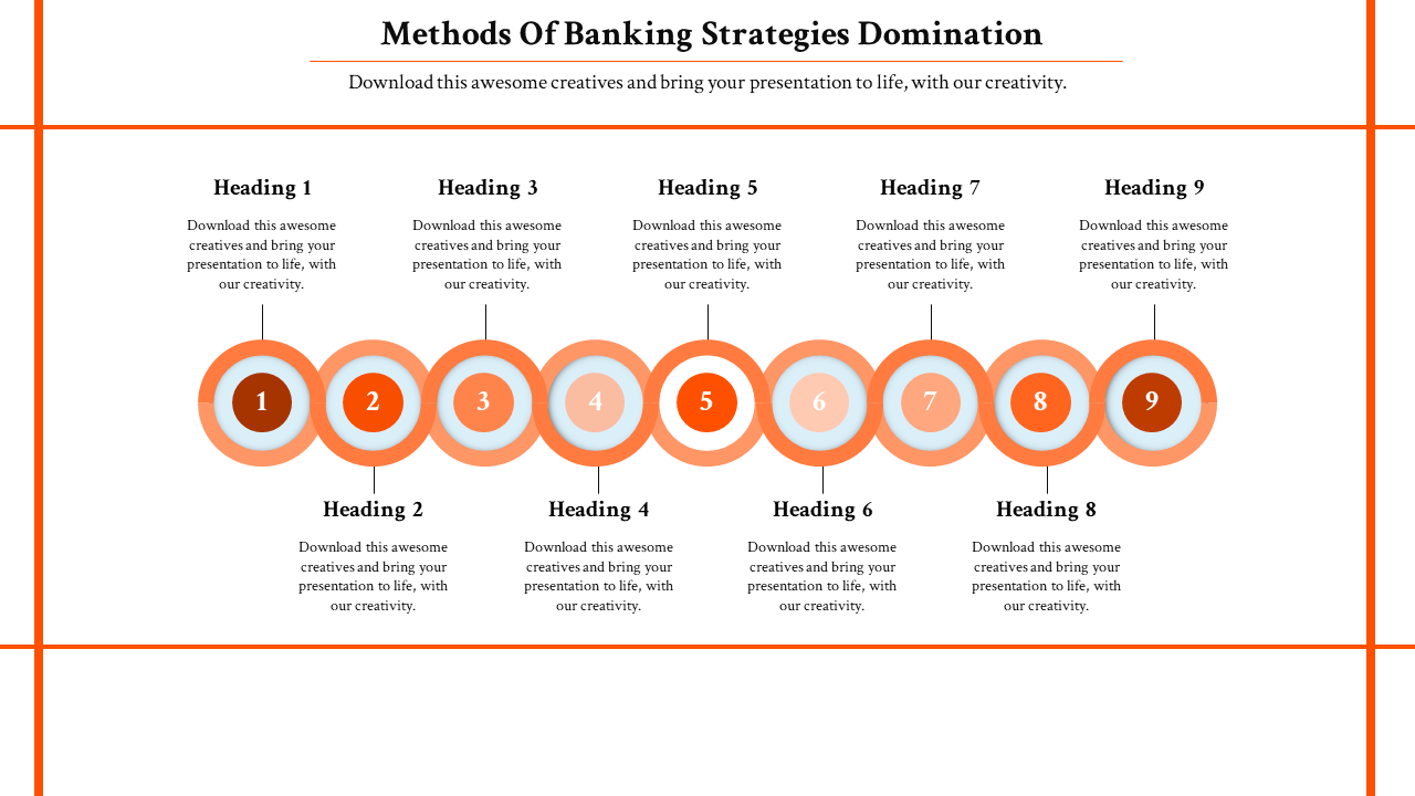 Editable Chain model banking PowerPoint template - Nine Nodes