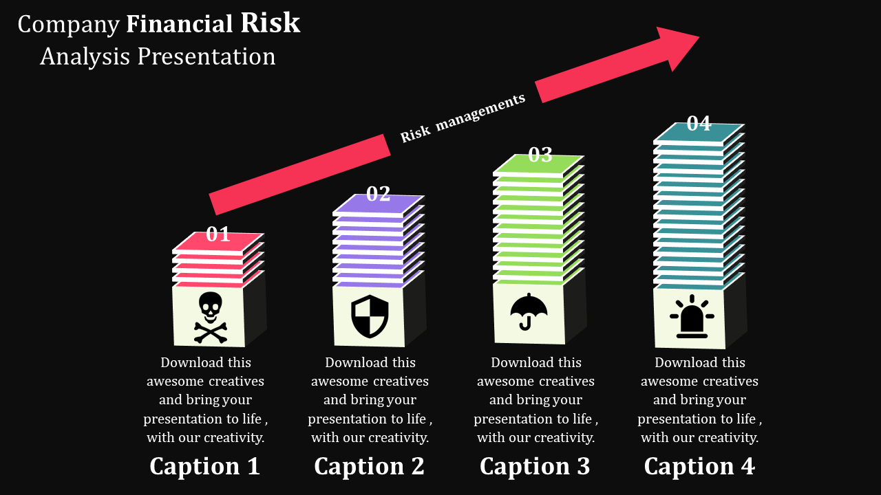 Four Node Risk Management PPT With Bottom-up Model	