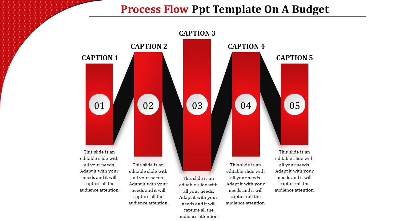 Five Noded Process Flow PPT Template for Seamless Workflow