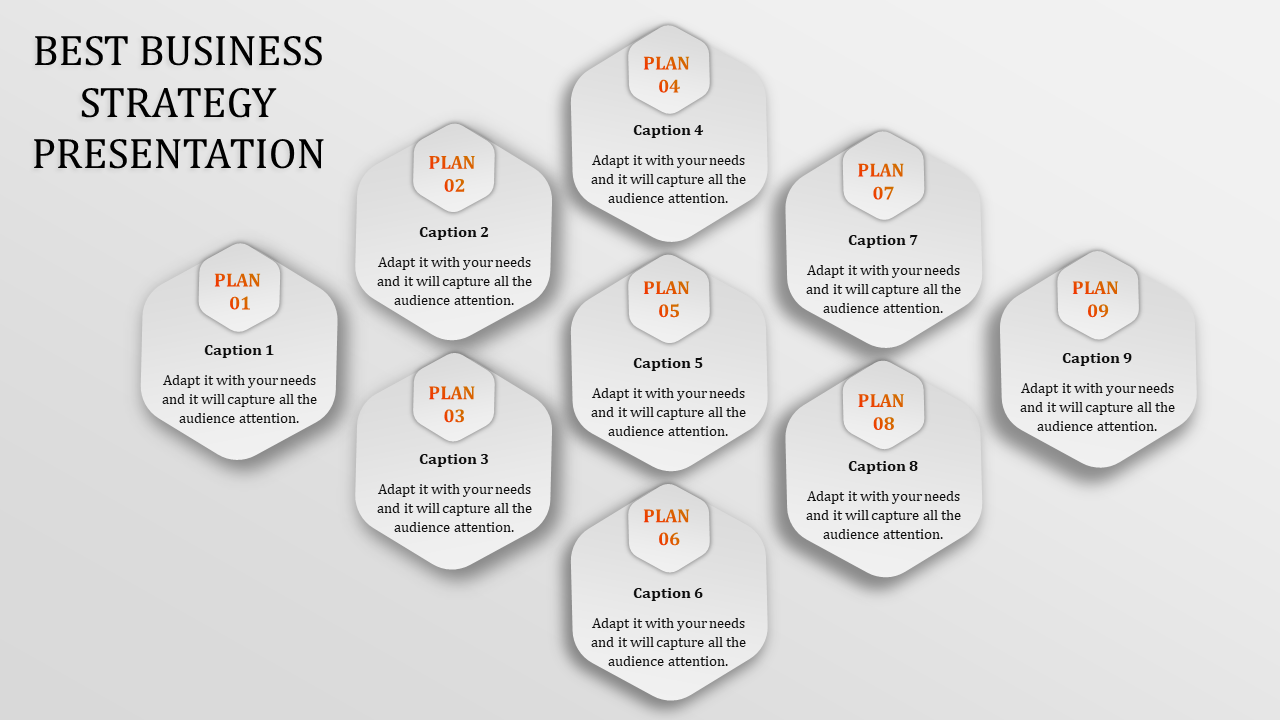  business strategy template with multi-shaped hexagon