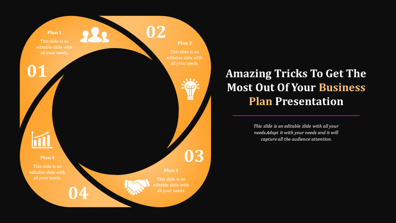 Attractive Business Plan Presentation with Dark Background Theme