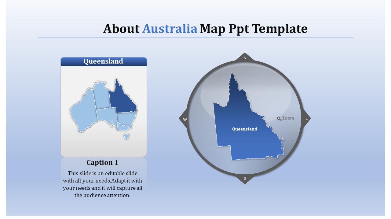 Map of Australia highlighting Queensland in dark blue, with a zoomed-in circular view of the state on the right.