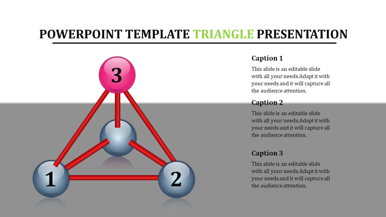 3D triangular diagram with red connectors and spheres labeled 1, 2, and 3, alongside captions.