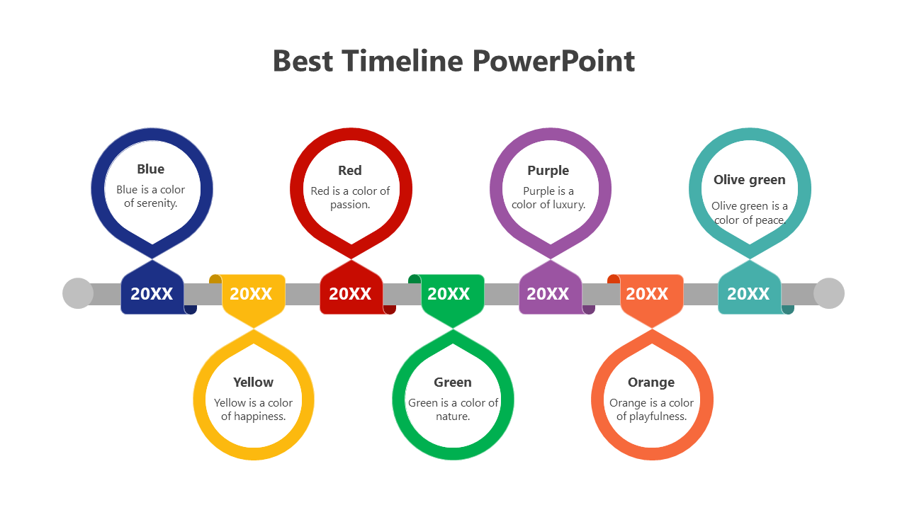 Colorful horizontal timeline with six loops, each representing colors like blue, red, green, and purple.