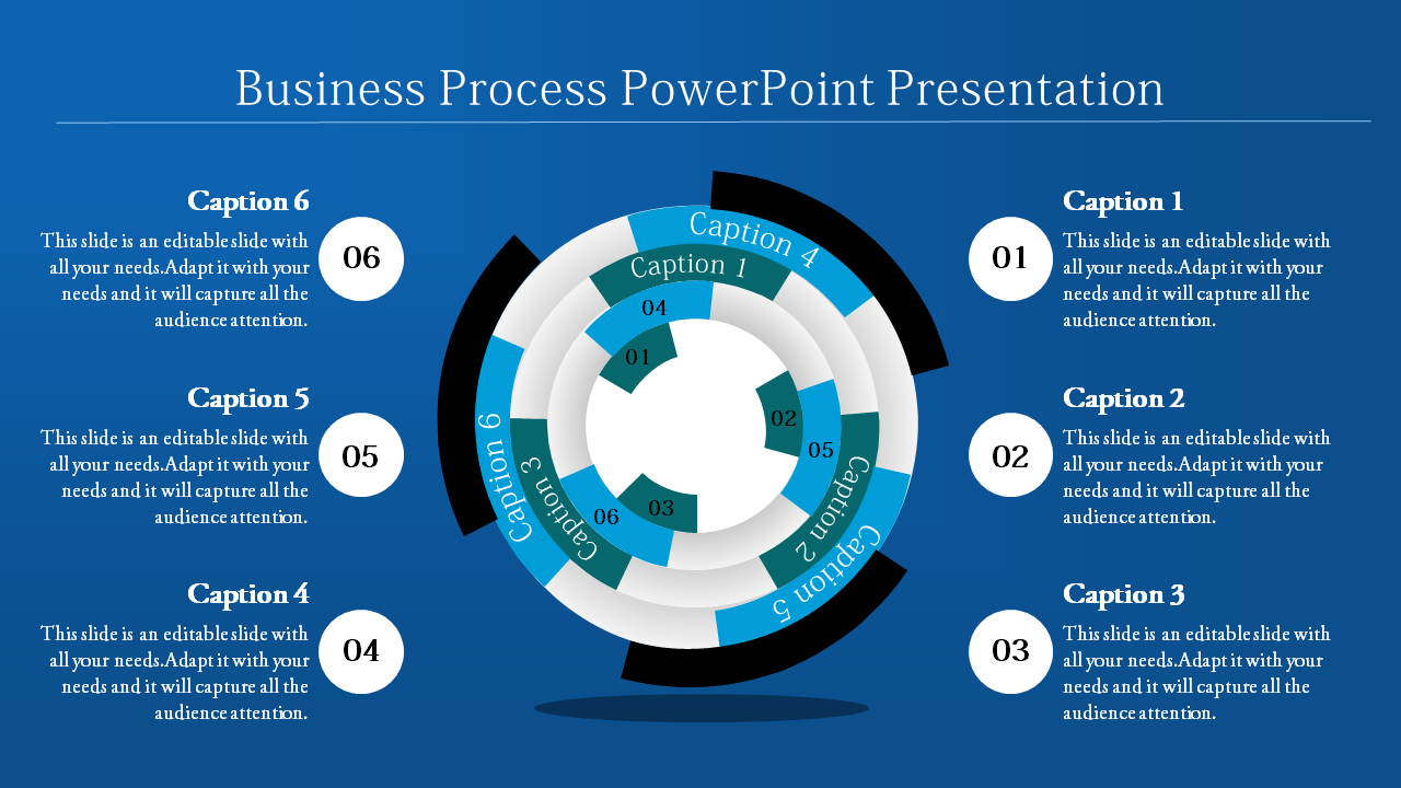 Professional Business Process PowerPoint with Six Nodes