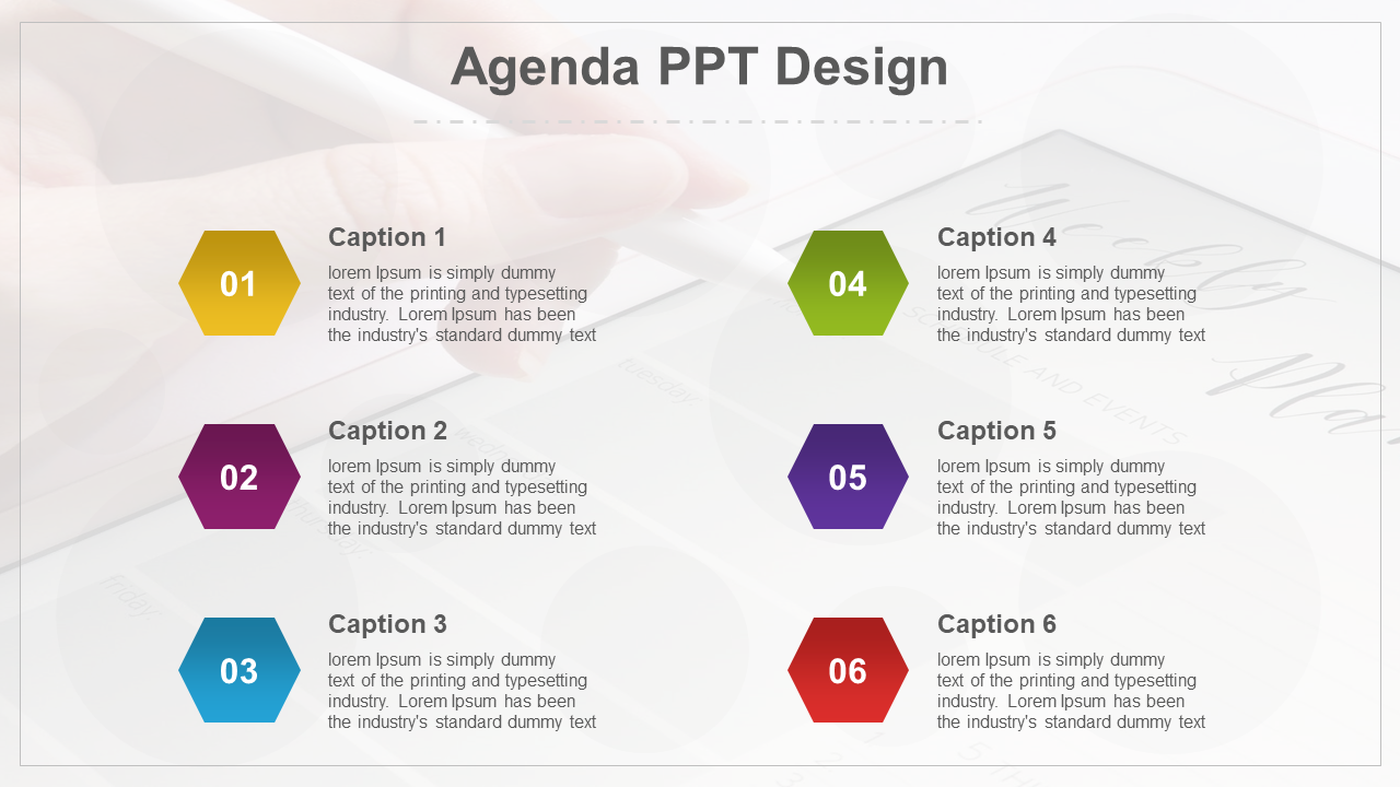 Customizable Six Node Agenda PowerPoint Templates