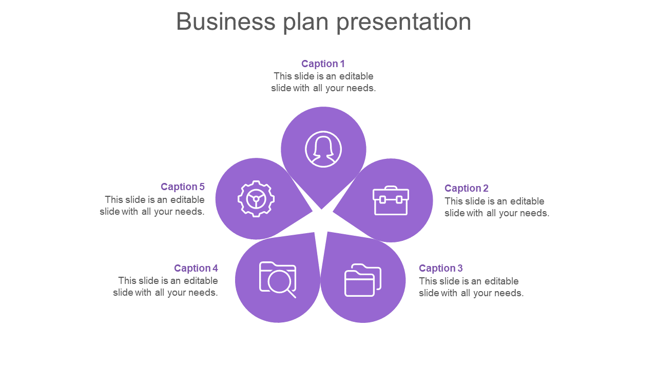 Elegant Business Plan PowerPoint Example In Purple Color