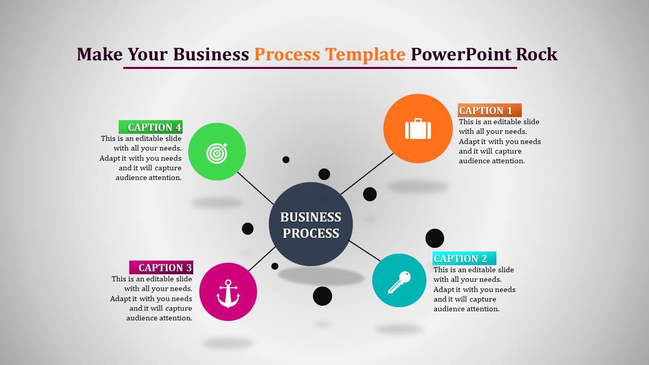 Business Process Template PowerPoint with Four Nodes