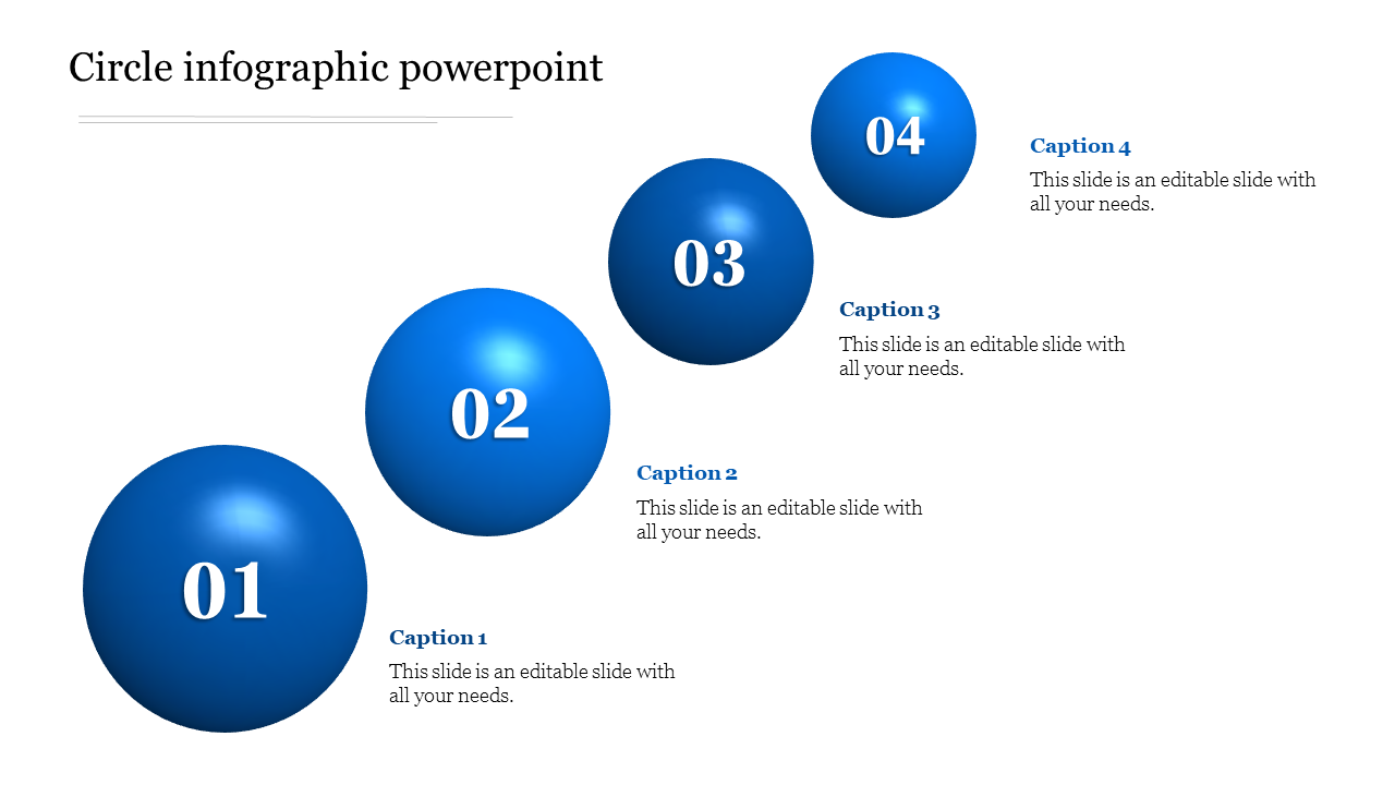 Infographic slide featuring four numbered blue circles from 01 to 04 with captions below each.