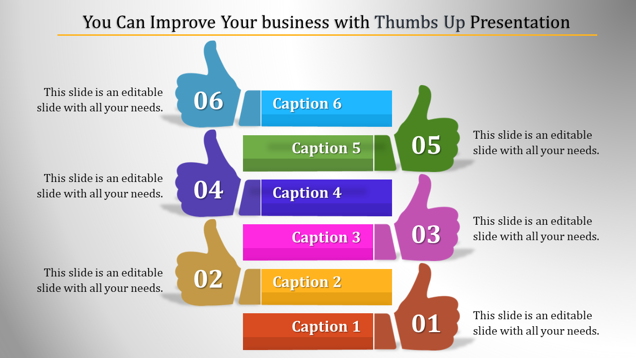 Create a stunning Thumbs Up PowerPoint Presentation