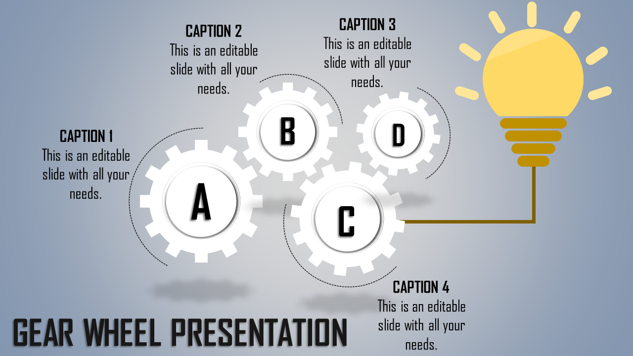 PowerPoint Gears Template for Mechanisms and Processes