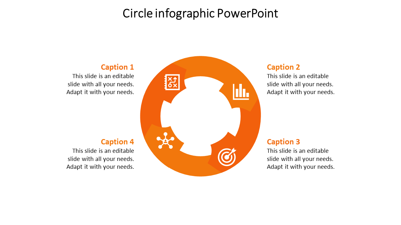 Creative Circle Infographic PowerPoint In Orange Color