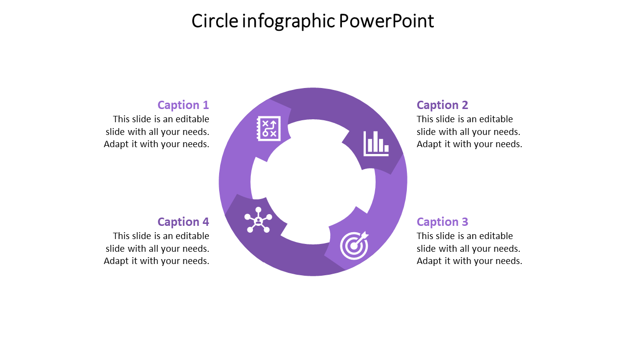 Amazing Circle Infographic PowerPoint In Purple Color