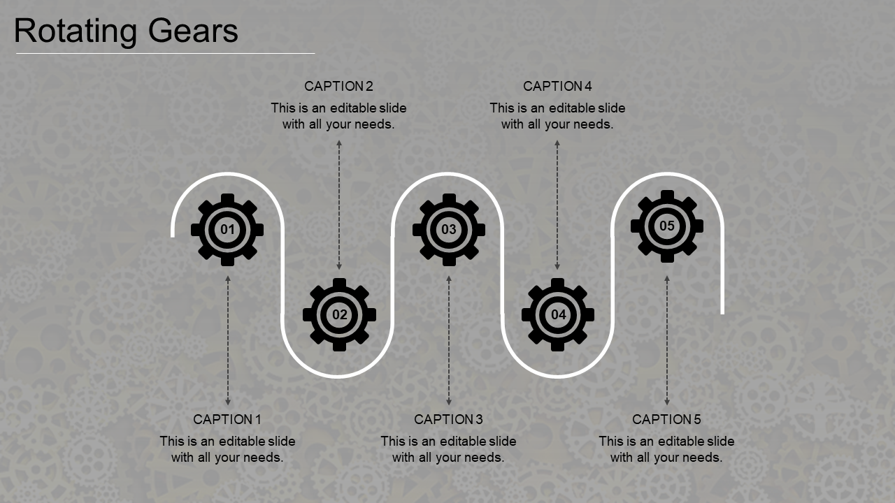 Dynamic Rotating Gears PowerPoint Template for Projects