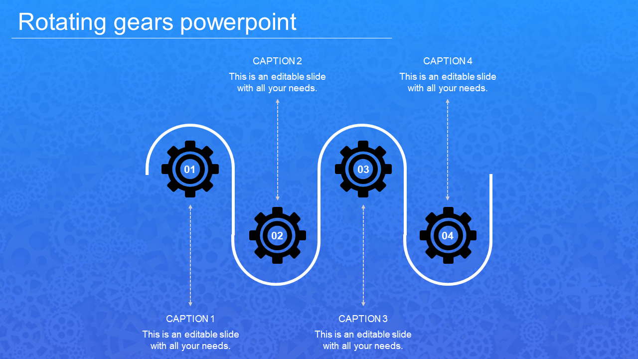 Four Node Rotating Gears In PowerPoint And Google Slides