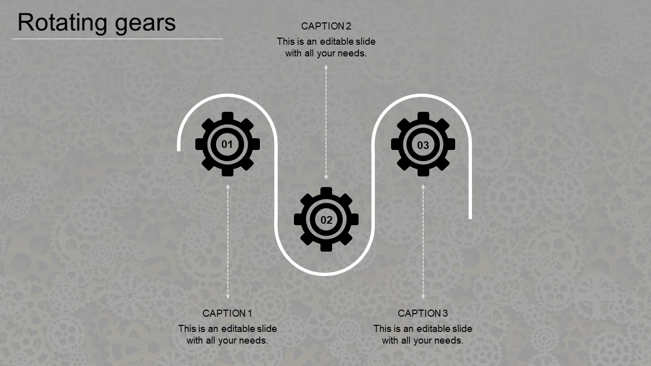 Rotating Gears In PowerPoint template and Google Slides