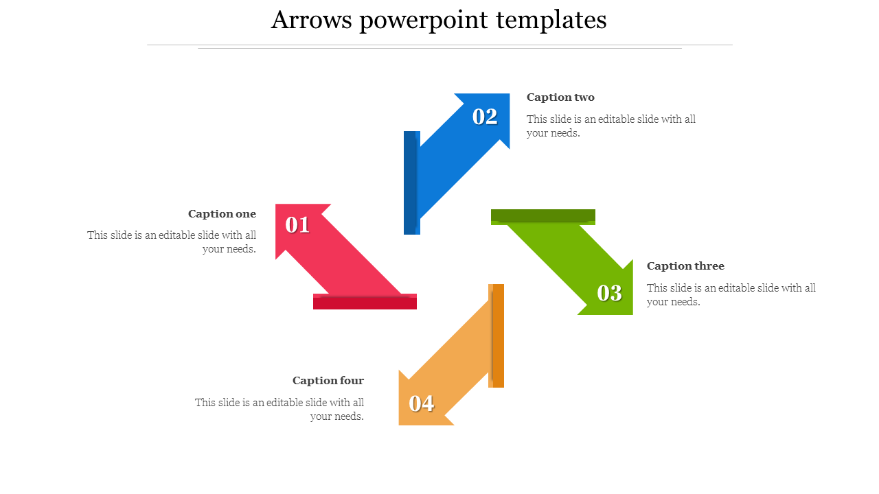 Awesome Arrows PowerPoint Templates With Four Node