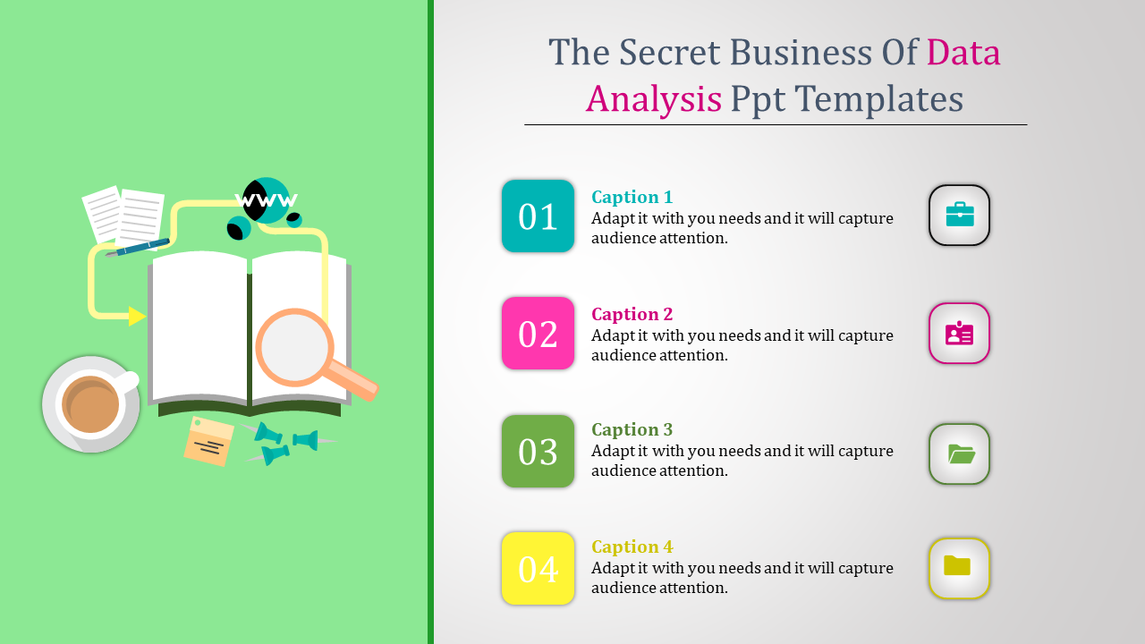 Impressive Data Analysis PPT template and Google Slides