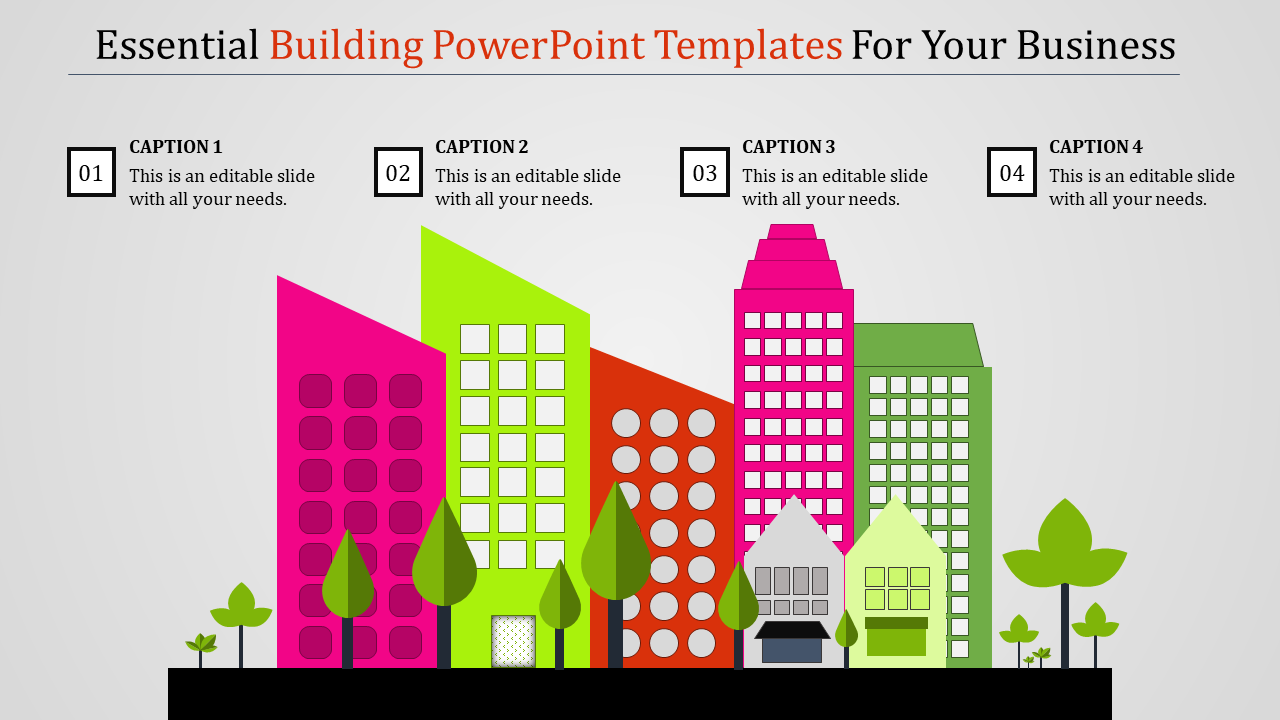 Colorful Building PowerPoint template and Google slides