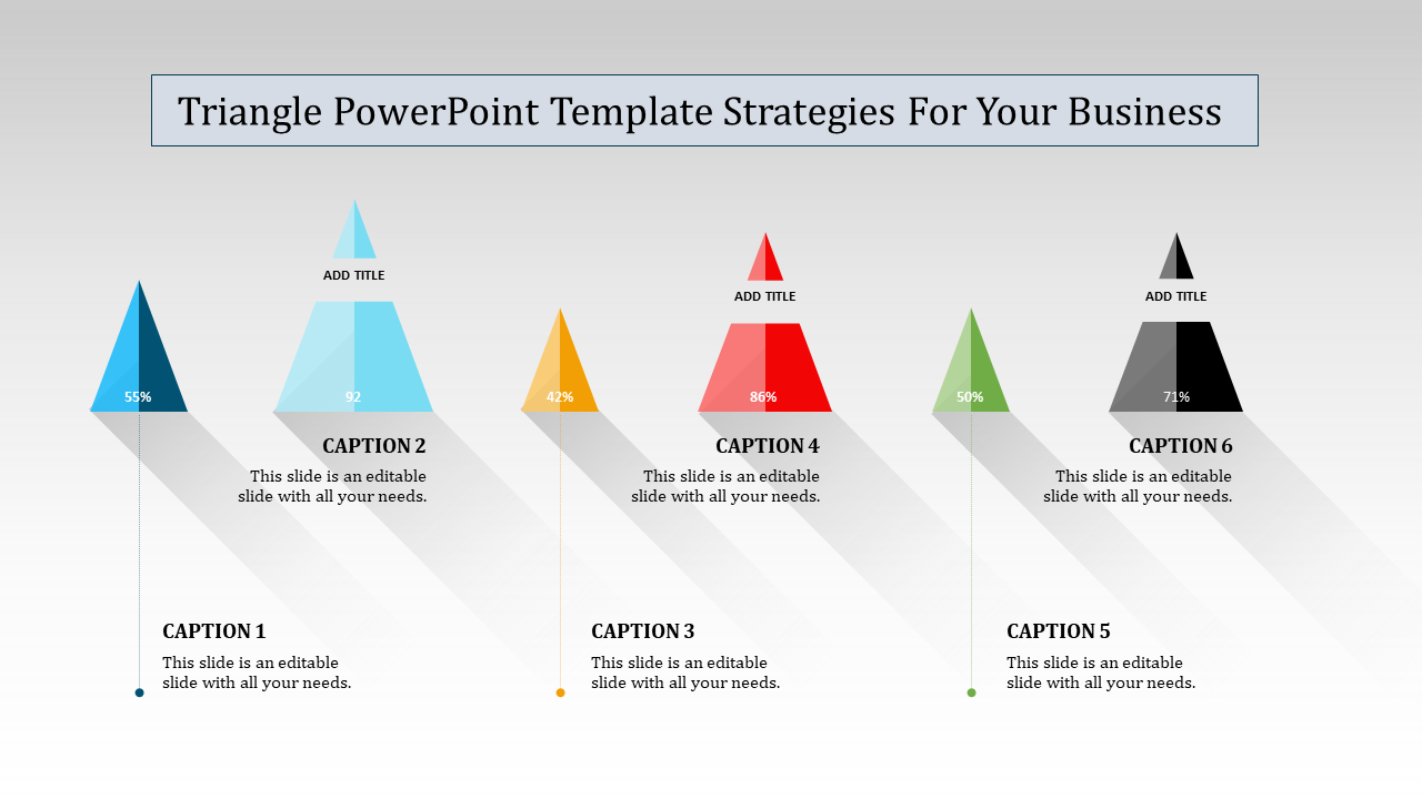 Six Multi-Color Triangle PPT Template and Google Slides Theme