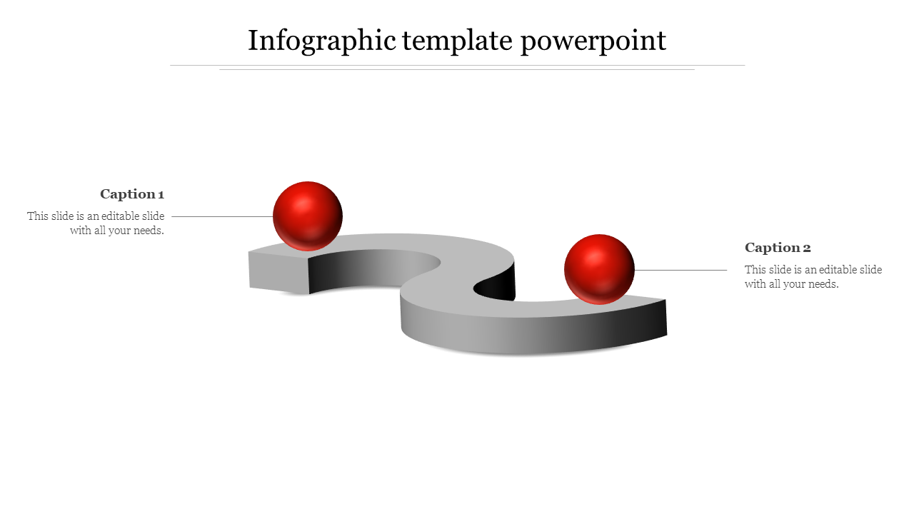 Slide featuring a winding gray path with two floating red spheres, connected to labeled captions.