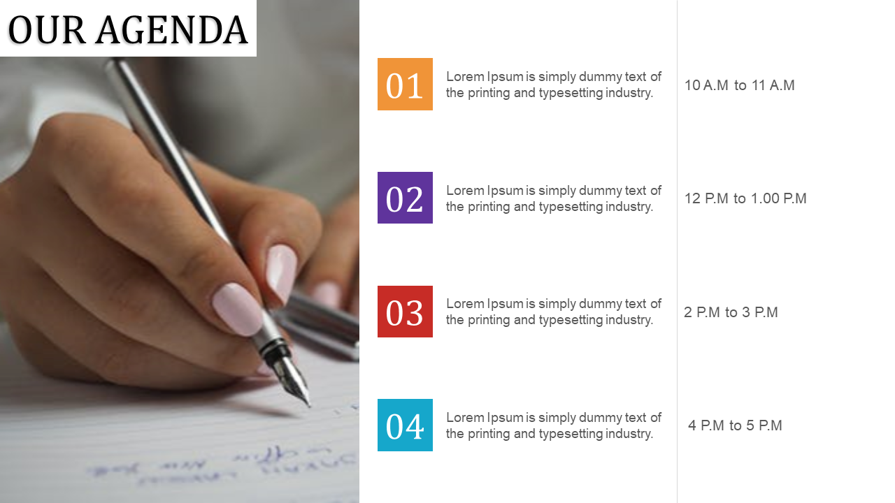 Creative Agenda PPT  With Four Node Template Slide Design