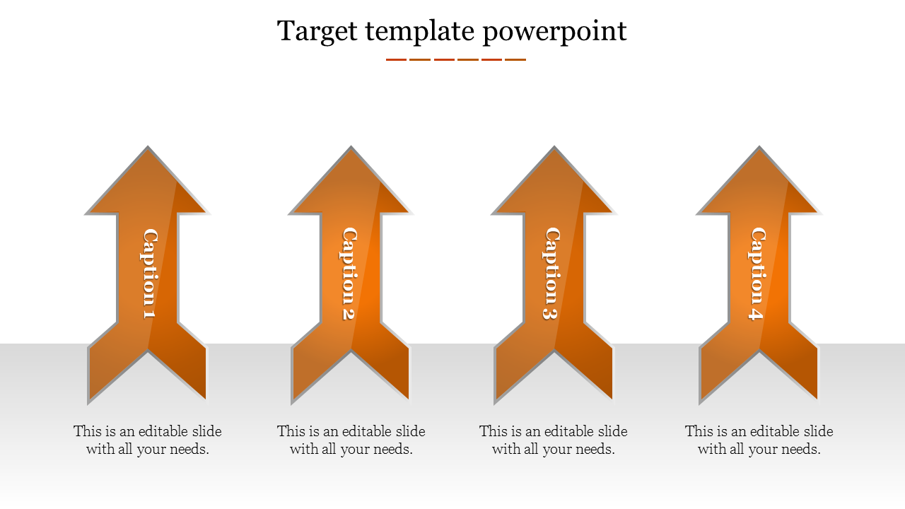 Target themed infographic with four glossy orange arrows pointing up, each labeled with captions.