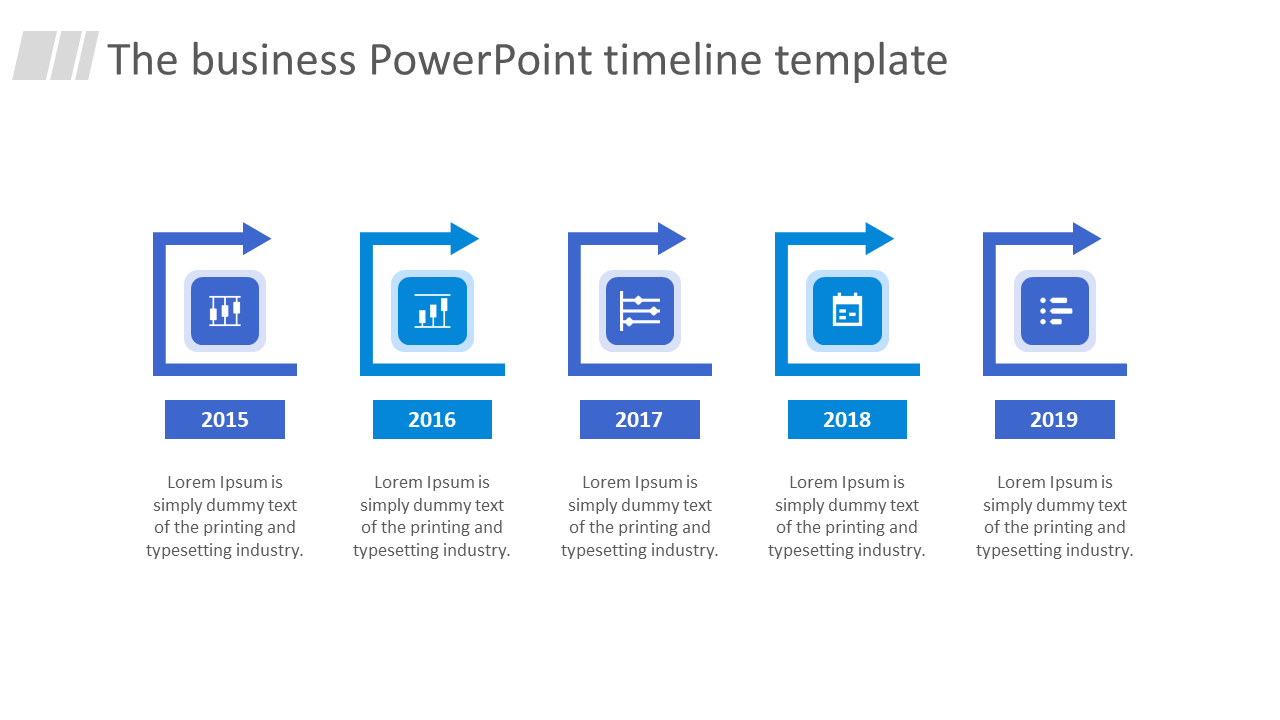 Timeline PowerPoint Template and Google Slides on Blue Theme