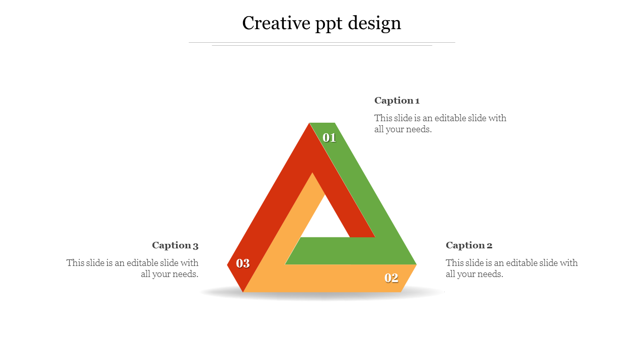 A triangle design with green, yellow, and red sections labeled 01, 02, and 03, with captions, on a white background.